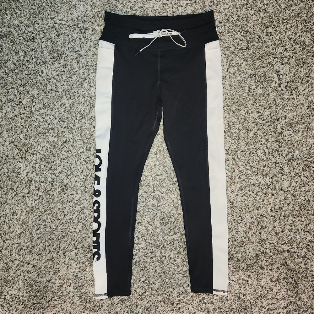 Love & Sports High-Rise Logo Leggings Black & White Colorblock Size M